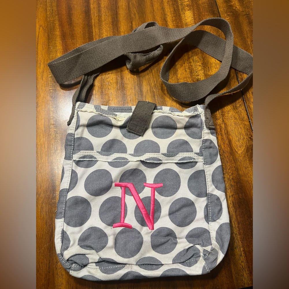 Gray Polka Dot Bag with Pink Accents